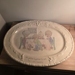 Vintage Enesco Precious Moments Large Serving Platter Porcelain Lord's Blessing